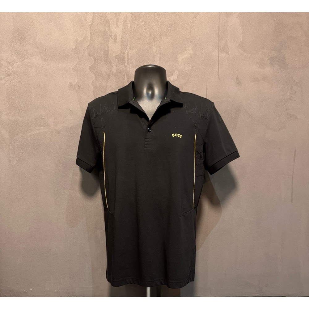Hugo Boss Black Polo Shirt With Gold Accents!🌟
